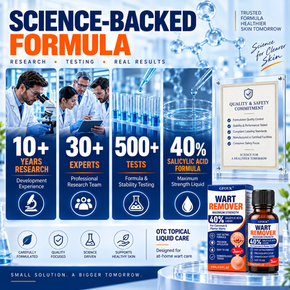 💧GFOUK®40% Salicylic Acid Wart Remover Liquid – Maximum Strength Fast-Acting Treatment for Common, Plantar & Flat Warts, Corns & Calluses, 1.01 fl oz