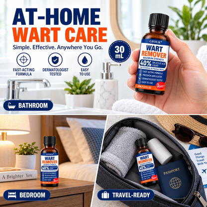 💧GFOUK®40% Salicylic Acid Wart Remover Liquid – Maximum Strength Fast-Acting Treatment for Common, Plantar & Flat Warts, Corns & Calluses, 1.01 fl oz