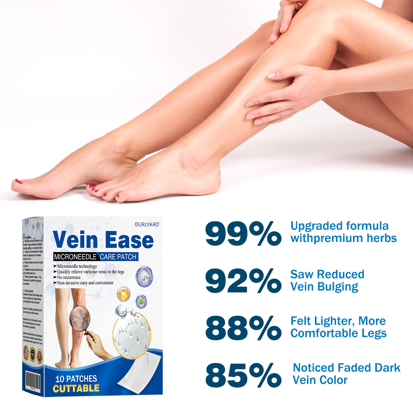 🔥Time-Limited Offer -Ourlyard® Vein Ease Microneedle Care Patch - Cuttable (For Spider Veins, Varicose Veins, Swelling & Leg Fatigue)